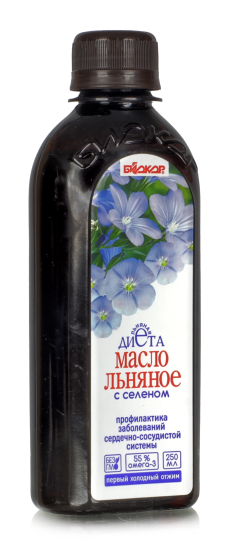 Льняное масло холодного отжима с селеном нерафинированное 250 мл