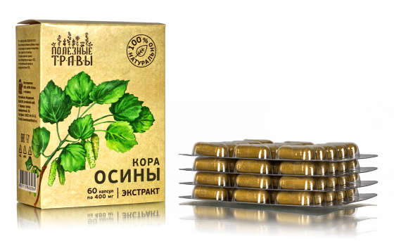 Кора осины в капсулах антипаразитарный, 60 капс серия Полезные травы