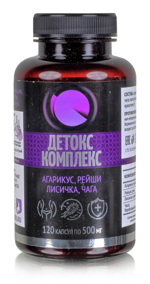Детокс капсулы агарикус, рейши, лисичка, чага 120 к противопаразитарный