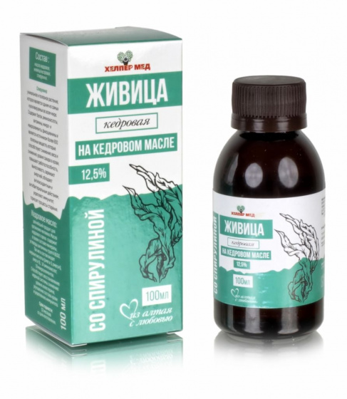 Живица кедровая на кедровом масле 12,5 % со спирулиной 100 мл