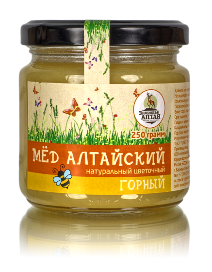Горный Мед ( стекло 250гр.) Алтайский  из 20 - ти цветочных медоносов
