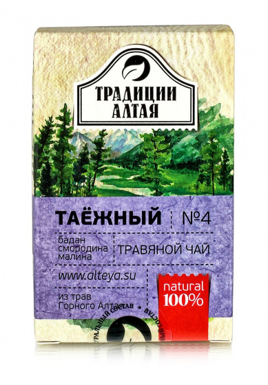 Травяной чай №4 "Таежный" (малина, смородина, бадан) 50гр.