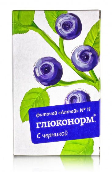 Фиточай Алтай № 11 "Глюконорм с черникой". Понижает сахар. 30 ф/п