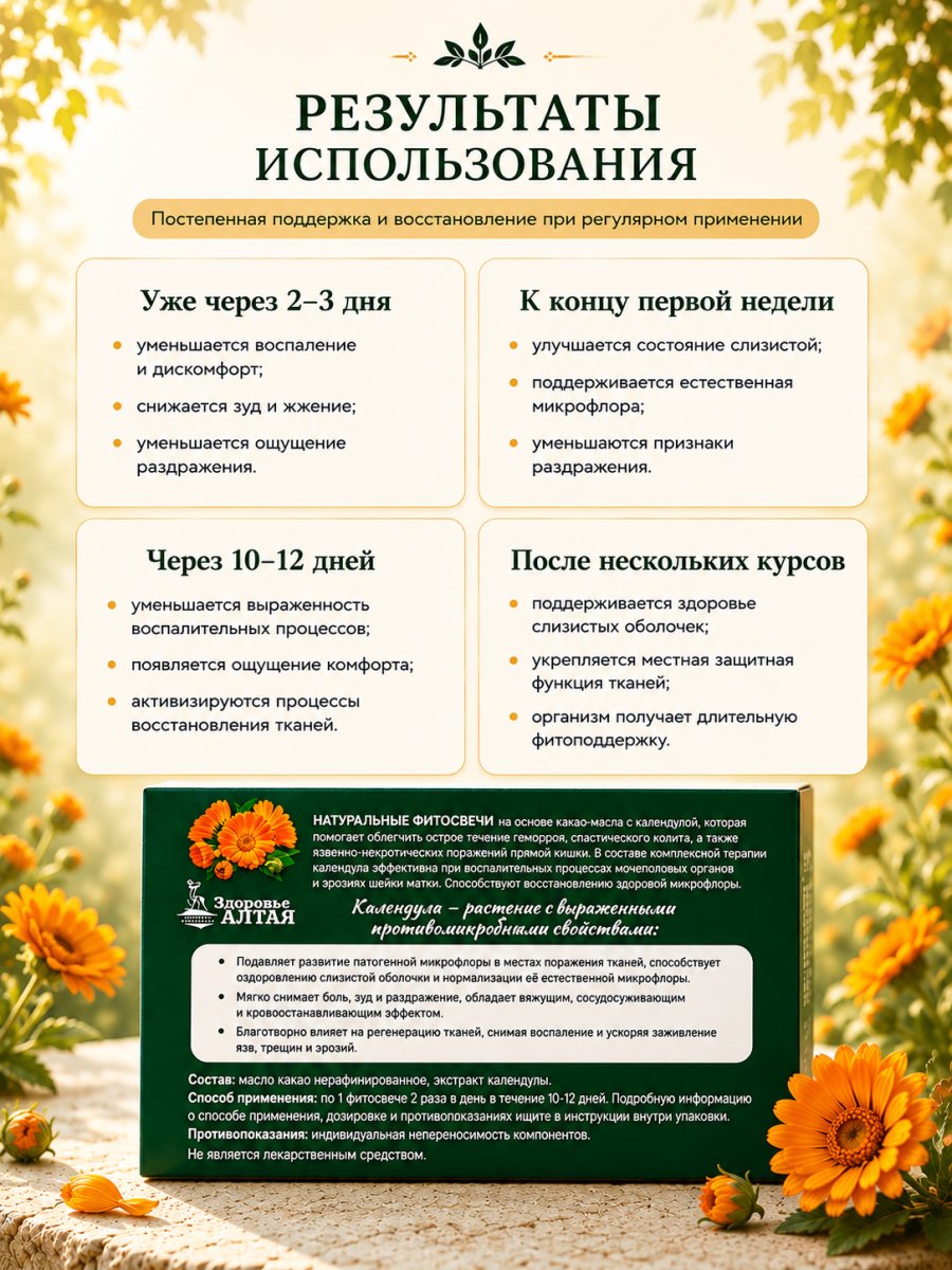 Фитосвечи гинекологические при беременности с Календулой ректально вагинальные  Здоровье Алтая 10 шт.