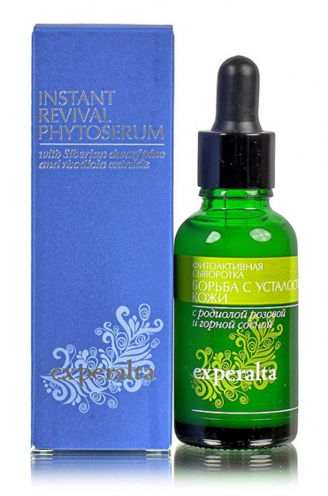 Experalta.Эксперальта. Фитоактивная сыворотка "Борьба с усталостью кожи" с родиолой розовой и горной сосной 30мл. После бессонной ночи или когда на лице остаются следы усталости